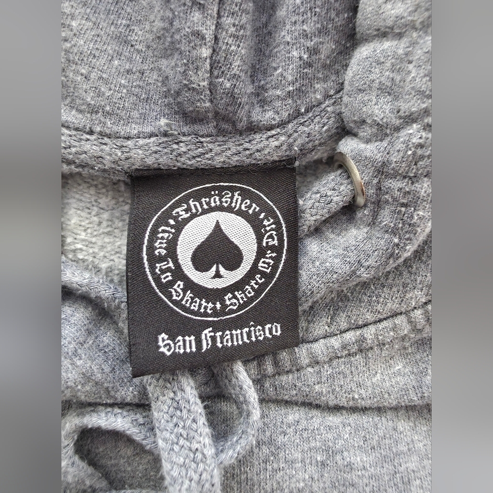 Thrasher Silver Flame Hoodie Grey Tie Dye Skate Aesthetic Streetwear Large - Picture 10 of 13